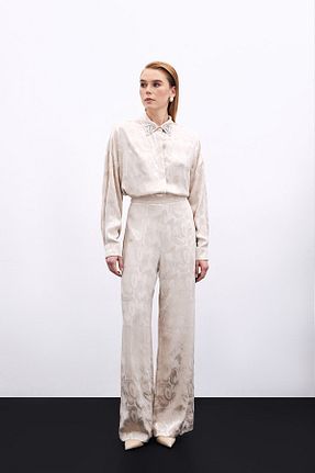 شلوار بژ زنانه پلی استر Sateen - کد 838692469