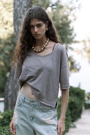 تیشرت رنگی زنانه اورسایز BOHEMAİ - کد 947996556
