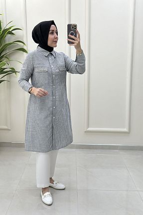 تونیک حجاب طوسی زنانه پنبه پلی استر Keten - کد 948748232
