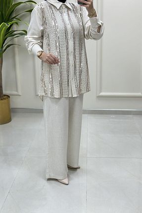 ست بالاتنه و پائین تنه حجاب طوسی زنانه رگولار Miss - کد 948528957