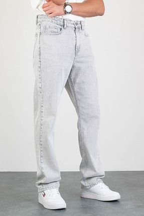 شلوار جین طوسی مردانه پاچه لوله تفنگی HLT JEANS - کد 948482784