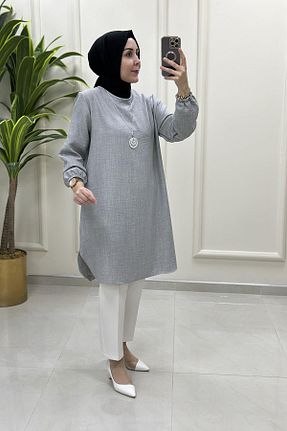 تونیک حجاب طوسی زنانه پنبه پلی استر KADO - کد 948745435