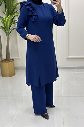 ست بالاتنه و پائین تنه حجاب آبی زنانه رگولار Freemood - کد 948534303