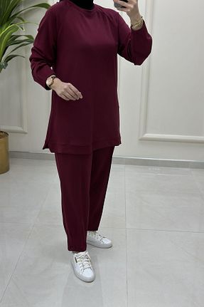 ست بالاتنه و پائین تنه حجاب زرشکی زنانه رگولار KADO - کد 948534698