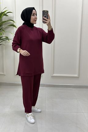ست بالاتنه و پائین تنه حجاب زرشکی زنانه رگولار KADO - کد 948534698