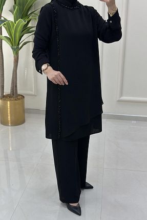 ست بالاتنه و پائین تنه حجاب مشکی زنانه رگولار çınar özkan - کد 948532966
