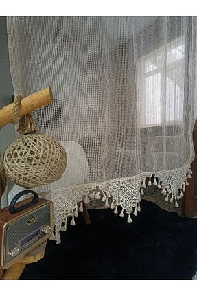 پرده توری بژ ریل دار PERDELANCE - کد 948580100