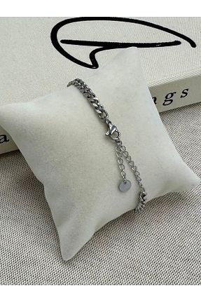 دستبند استیل (فولاد) طوسی زنانه استیل (فولاد) DEEPWELL - کد 948592698