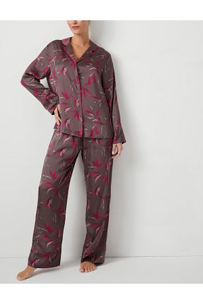 ست لباس راحتی سایز بزرگ قهوه ای زنانه طرح دار Marks & Spencer - کد 948929395