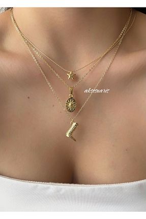 گردنبند جواهر زرد زنانه پوشش لاکی aksesuaris - کد 949202673
