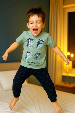 ست لباس راحتی سبز بچه گانه چاپی krm kerem bebe - کد 949610088