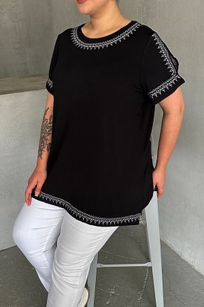 تیشرت سایز بزرگ مشکی زنانه سایز بزرگ Stil Diva - کد 949413709