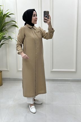 تونیک حجاب قهوه ای زنانه پنبه پلی استر Armine - کد 950076978