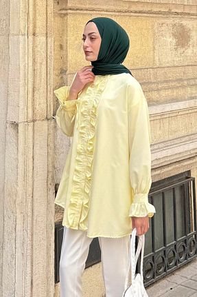 تونیک حجاب زرد زنانه ویسکون lamelif - کد 950203471