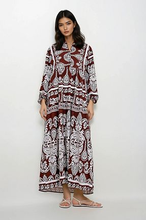 لباس حجاب قهوه ای زنانه رگولار Trend Alaçatı Stili - کد 819755920