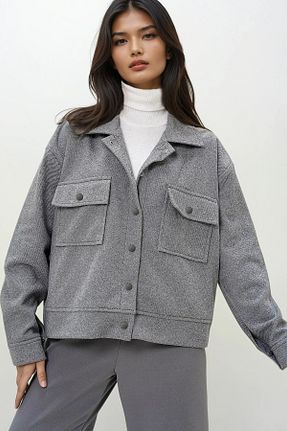 کت طوسی زنانه رگولار Trend Alaçatı Stili - کد 871048491