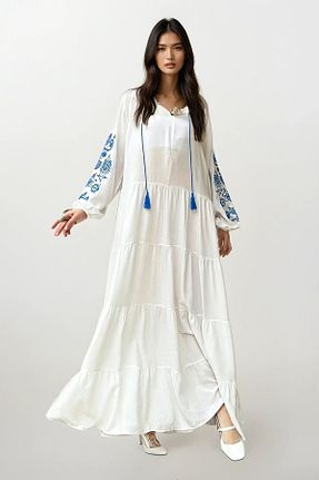 لباس حجاب سفید زنانه رگولار Trend Alaçatı Stili - کد 825921203