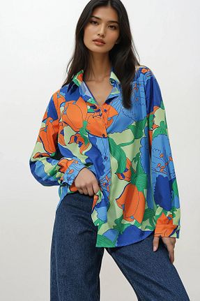 پیراهن رنگی زنانه اورسایز Trend Alaçatı Stili - کد 658188886