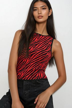 بلوز رنگی زنانه Animal Trend Alaçatı Stili - کد 245051012
