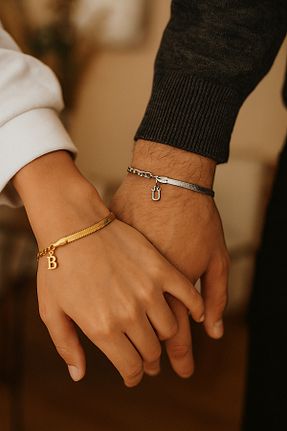 دستبند استیل (فولاد) طلائی زنانه استیل (فولاد) EFAYNU - کد 925401007