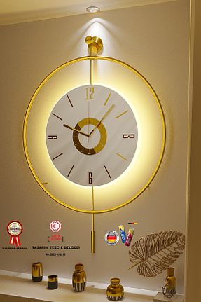 ساعت دیواری طلائی 50 * 75 MetaQuartz Aksesuar - کد 666992559