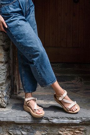 صندل بژ زنانه پاشنه پر NİŞANTAŞI SHOES - کد 904301155
