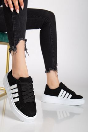 کفش اسنیکر مشکی زنانه بند دار MY GROSS SHOES - کد 938929312