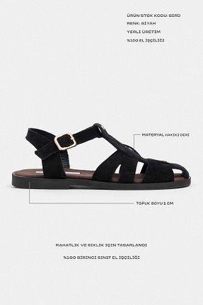 صندل مشکی زنانه پاشنه تخت NİŞANTAŞI SHOES - کد 949749739