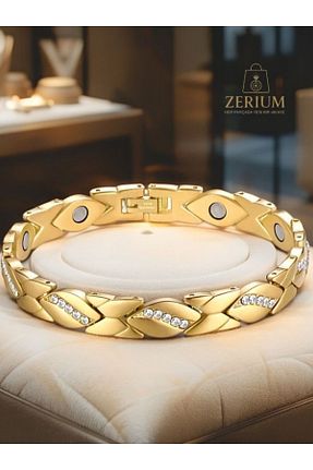 دستبند استیل (فولاد) طلائی زنانه استیل (فولاد) ZERİUM - کد 948216377