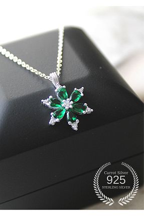گردنبند نقره سبز زنانه 925 عیار carrot silver - کد 950105002
