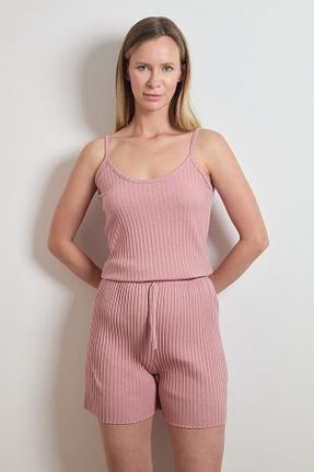 ست بالاتنه و پائین تنه صورتی زنانه بافتنی Fullamoda - کد 802190404