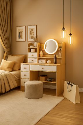 میز آرایش و میز توالت قهوه ای MDF Lapiri - کد 929881276