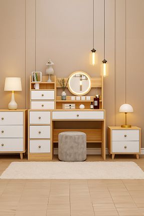 میز آرایش و میز توالت قهوه ای MDF Lapiri - کد 929881276