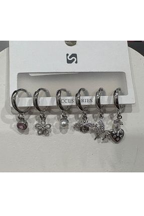 گوشواره جواهر طوسی مروارید Bijutek - کد 937280235