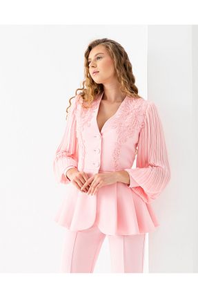 ست بالاتنه و پائین تنه صورتی زنانه بافتنی VUNTAL - کد 938161808