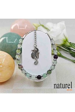 دستبند جواهر رنگی زنانه سنگ طبیعی Naturel Tılsım - کد 950290534