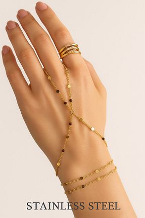دستبند استیل (فولاد) طلائی استیل (فولاد) NKIE JEWELS - کد 889083350