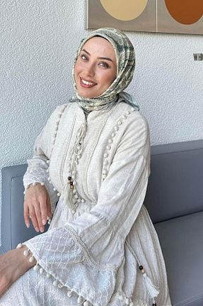 روسری بژ پلی استر lamelif - کد 939115382