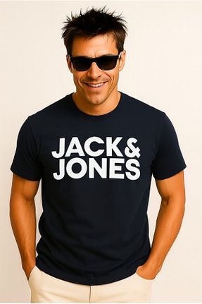 تیشرت اسپرت سرمه ای مردانه پنبه ای Jack & Jones - کد 4436518