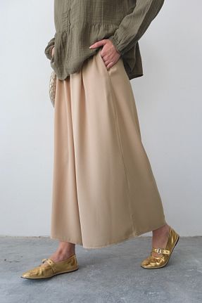 شلوار بژ زنانه بافتنی Hatun Atila - کد 929439199