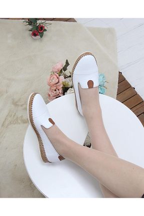 کفش پیاده روی سفید زنانه چرم اصل Nesil Shoes - کد 118707111