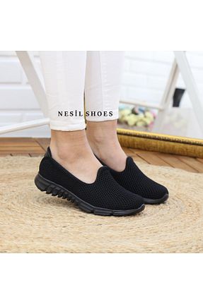 کفش پیاده روی مشکی زنانه چرم مصنوعی Nesil Shoes - کد 67623503