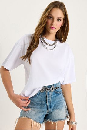 تیشرت سفید زنانه رگولار Bianco Lucci - کد 929224614