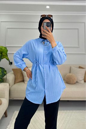 پیراهن حجاب آبی زنانه رگولار HİFADEN - کد 871439180