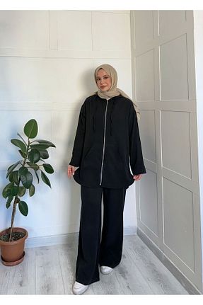 ست بالاتنه و پائین تنه حجاب مشکی زنانه اورسایز Molly Nelly - کد 905339009