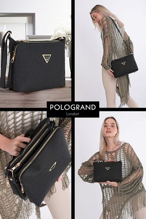 کیف دوشی مشکی زنانه چرم مصنوعی POLOGRAND London - کد 951530444