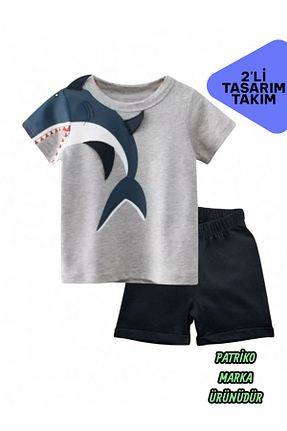 ست بالاتنه و پائین تنه طوسی بچه گانه بافتنی patriko tekstil - کد 848588854