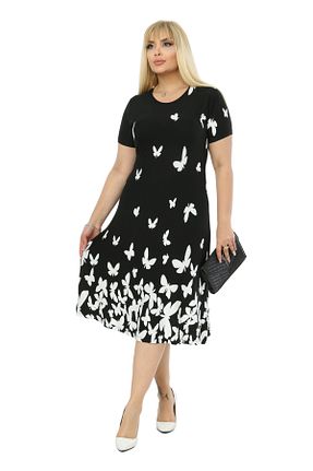 لباس سایز بزرگ مشکی زنانه ویسکون MELSAY - کد 949709052