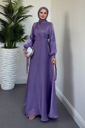 لباس مجلسی حجاب رنگی زنانه یقه ایستاده MERVEN AKYÜZ - کد 950539003