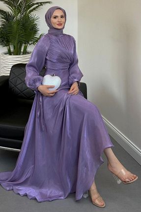 لباس مجلسی حجاب رنگی زنانه یقه ایستاده MERVEN AKYÜZ - کد 950539003